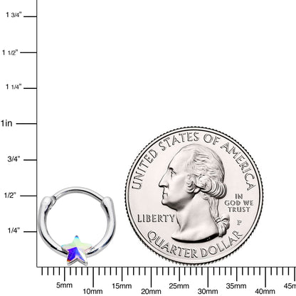 16G 3/8 Aurora Gem Simple Star Cartilage Clicker