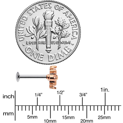 16G 5/16 Clear CZ Gem Rose Gold Tone Internal Thread Labret