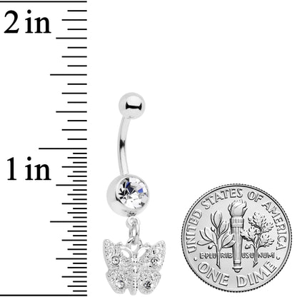 Clear Gem Baroque Butterfly Dangle Belly Ring