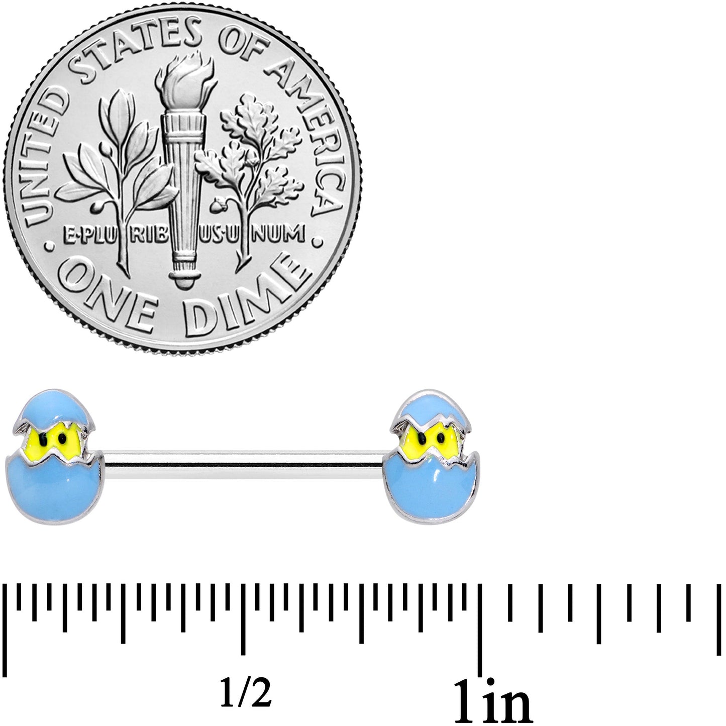 14G 9/16 Blue Easter Egg Chick Barbell Nipple Ring Set