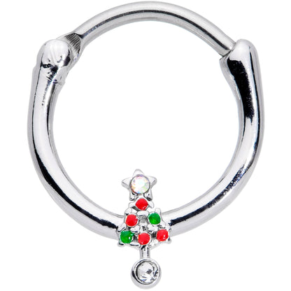 16G 3/8 Clear Red Green Gem  Christmas Tree Cartilage Clicker