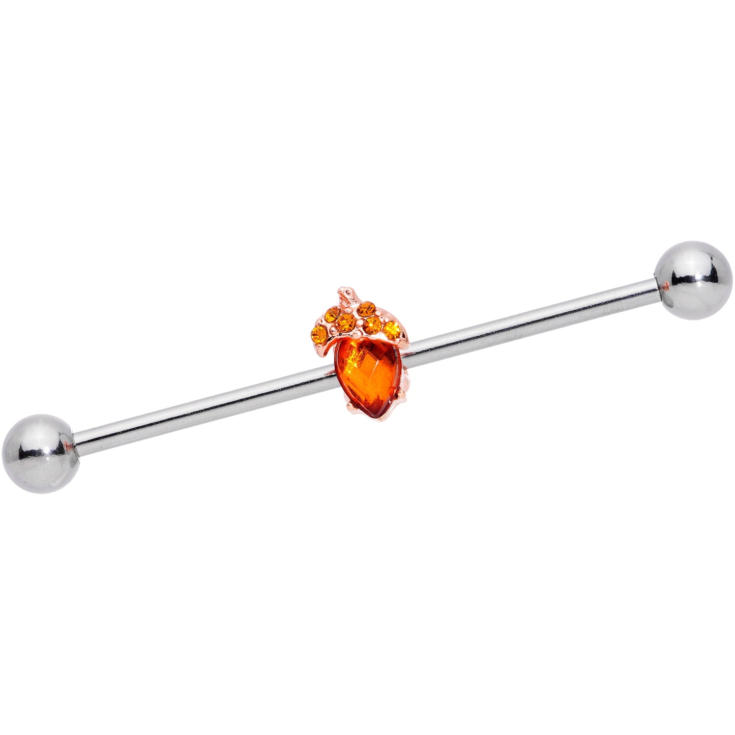 14G Brown Gem Fall Autumn Acorn Industrial Barbell 38mm