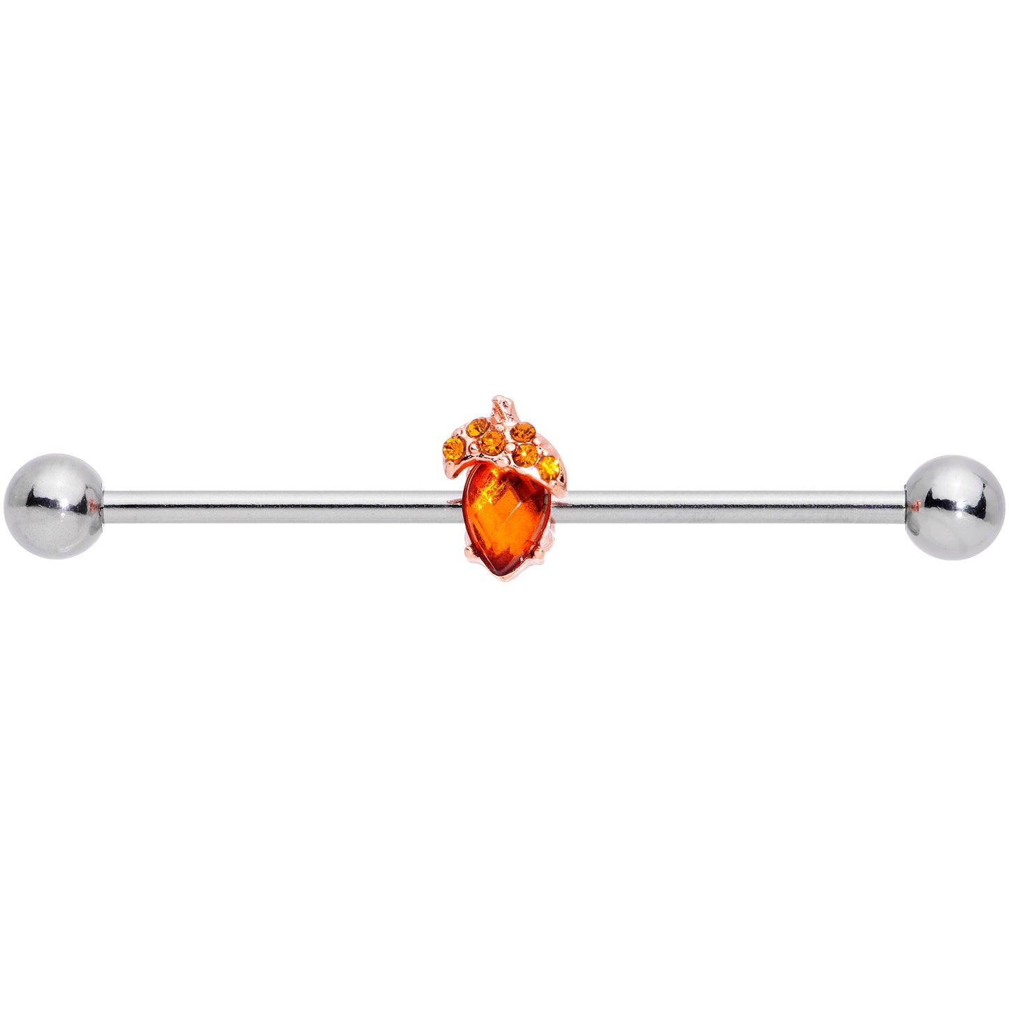 14G Brown Gem Fall Autumn Acorn Industrial Barbell 38mm