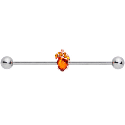 14G Brown Gem Fall Autumn Acorn Industrial Barbell 38mm