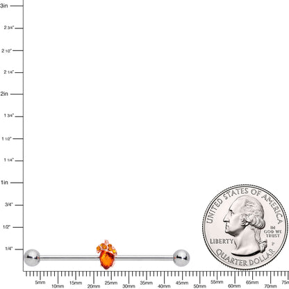 14G Brown Gem Fall Autumn Acorn Industrial Barbell 38mm