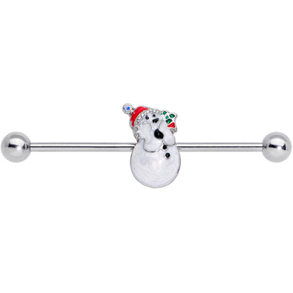 14G Aurora Green Gem Snowman Christmas Industrial Barbell 38mm
