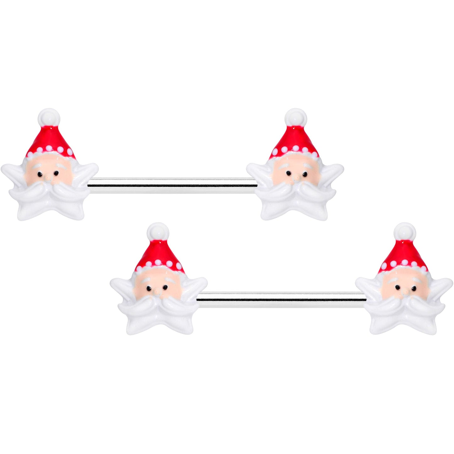 14G 9/16 Santas Beard Holiday Christmas Barbell Nipple Ring Set