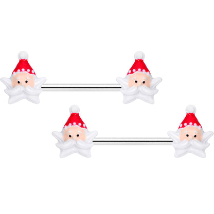 14G 9/16 Santas Beard Holiday Christmas Barbell Nipple Ring Set
