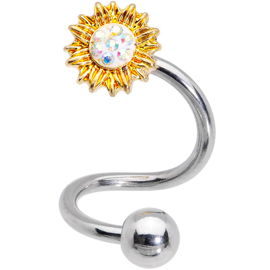 Aurora Gem Scintillating Sunflower Spiral Twister Belly Ring