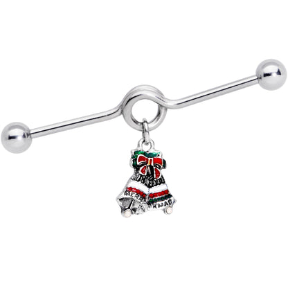 14G Red White Green Bell Christmas Dangle Project Barbell 38mm