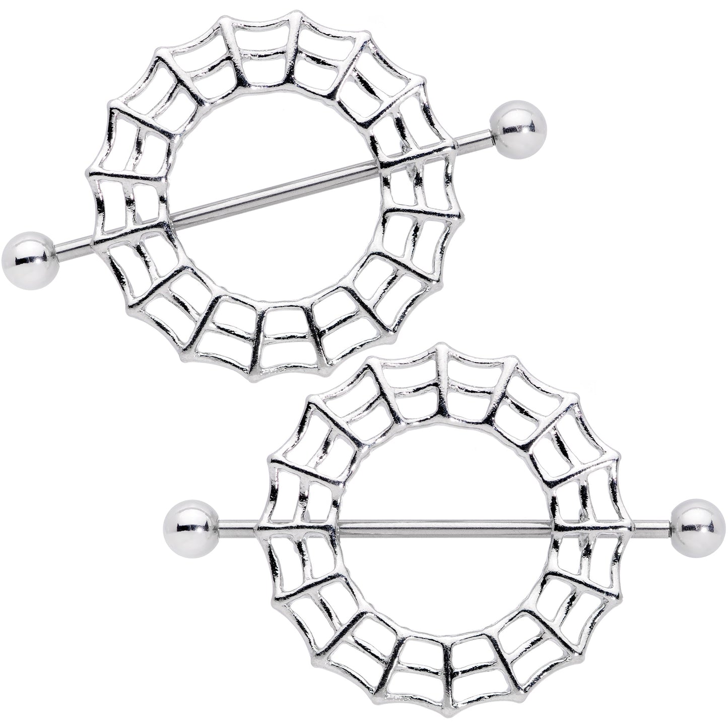 14G 7/8 Sexy Spider Web Halloween Nipple Shield Set