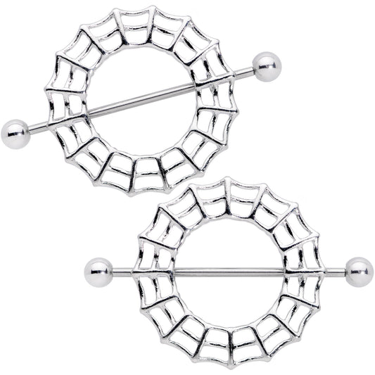 14G 7/8 Sexy Spider Web Halloween Nipple Shield Set