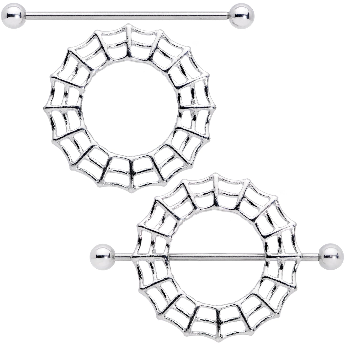 14G 7/8 Sexy Spider Web Halloween Nipple Shield Set