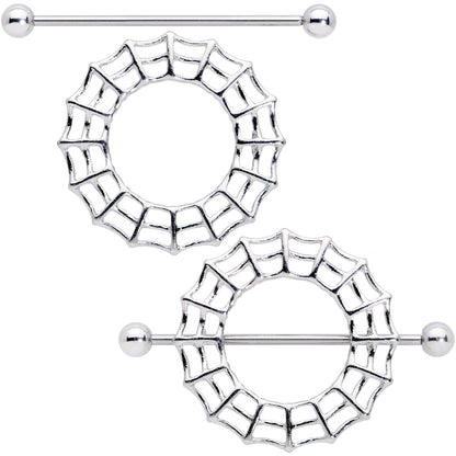 14G 7/8 Sexy Spider Web Halloween Nipple Shield Set