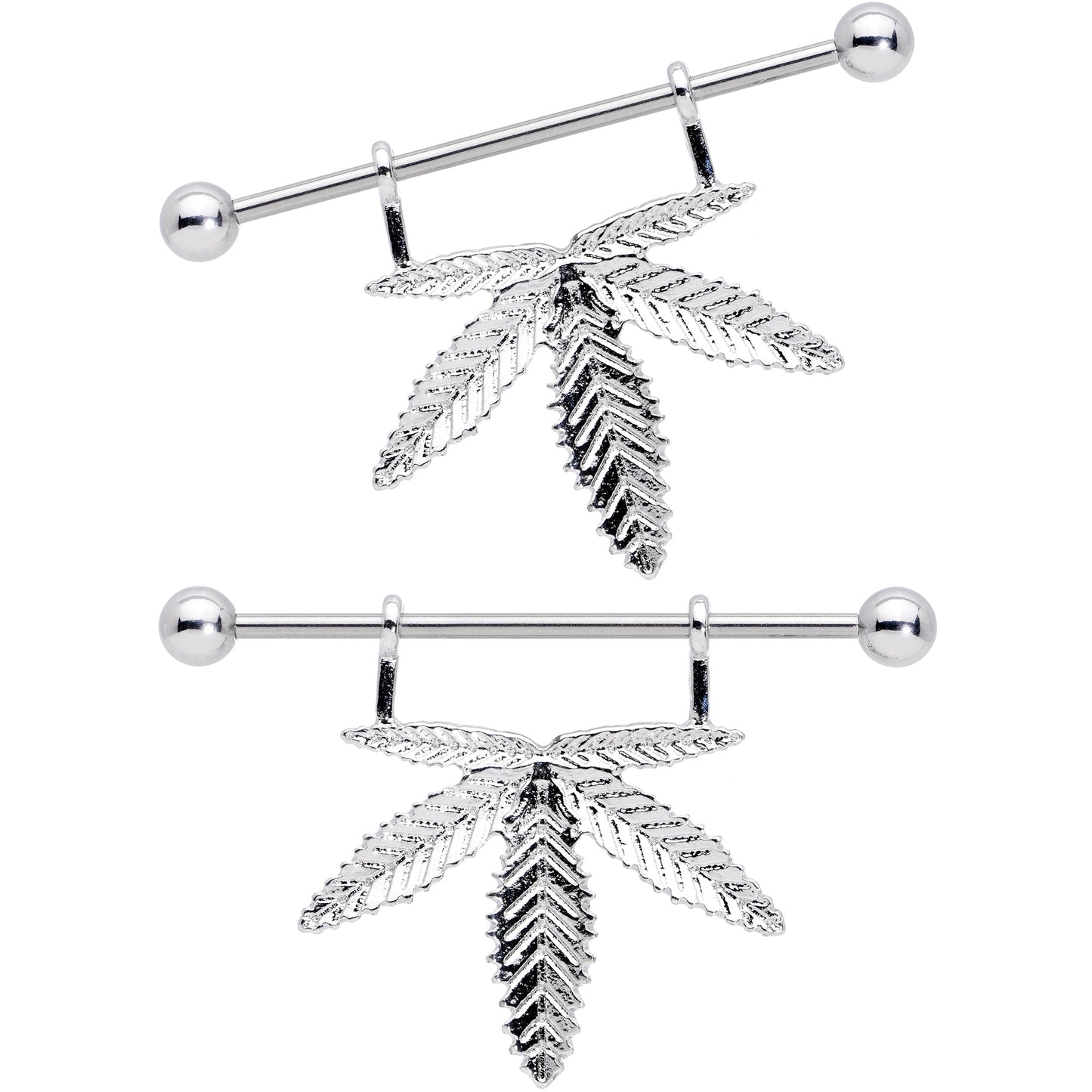 14G 11/16 Hanging Pot Leaf Dangle Nipple Shield Set