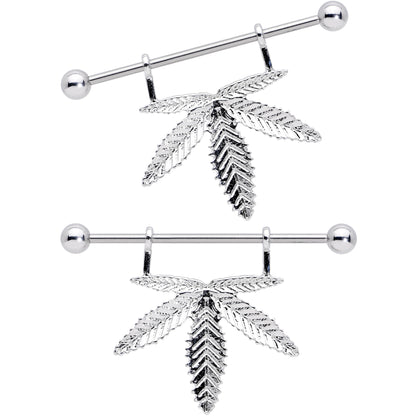 14G 11/16 Hanging Pot Leaf Dangle Nipple Shield Set