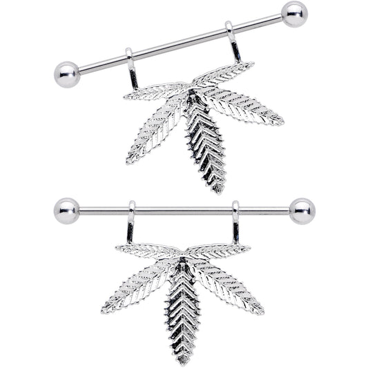 14G 11/16 Hanging Pot Leaf Dangle Nipple Shield Set