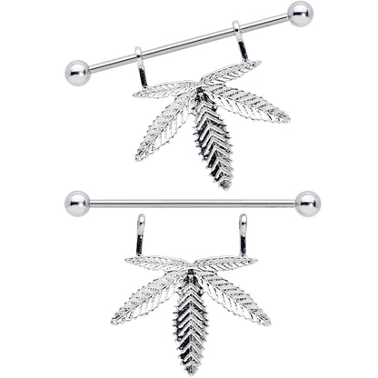 14G 11/16 Hanging Pot Leaf Dangle Nipple Shield Set