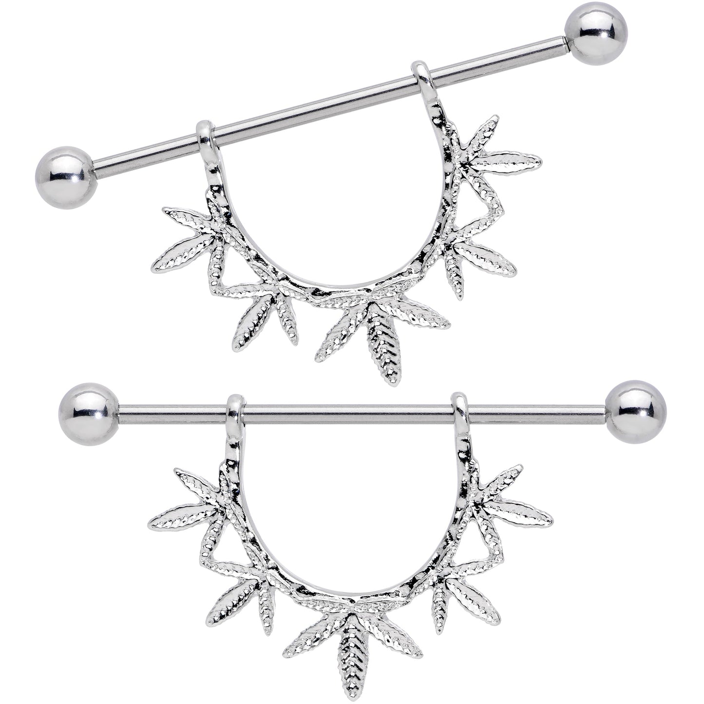 14G 5/8 Garland Pot Leaf Dangle Nipple Shield Set