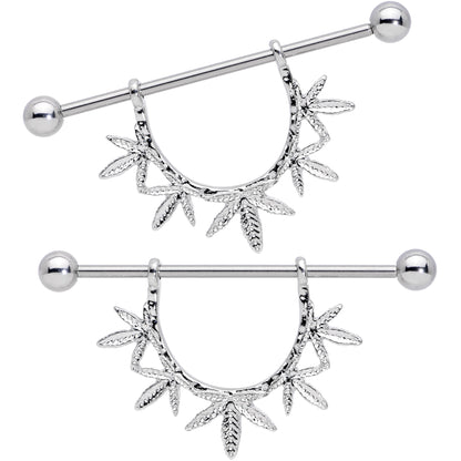 14G 5/8 Garland Pot Leaf Dangle Nipple Shield Set