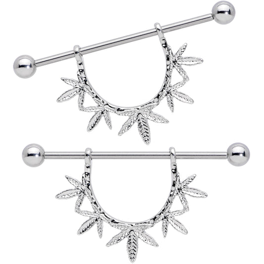 14G 5/8 Garland Pot Leaf Dangle Nipple Shield Set