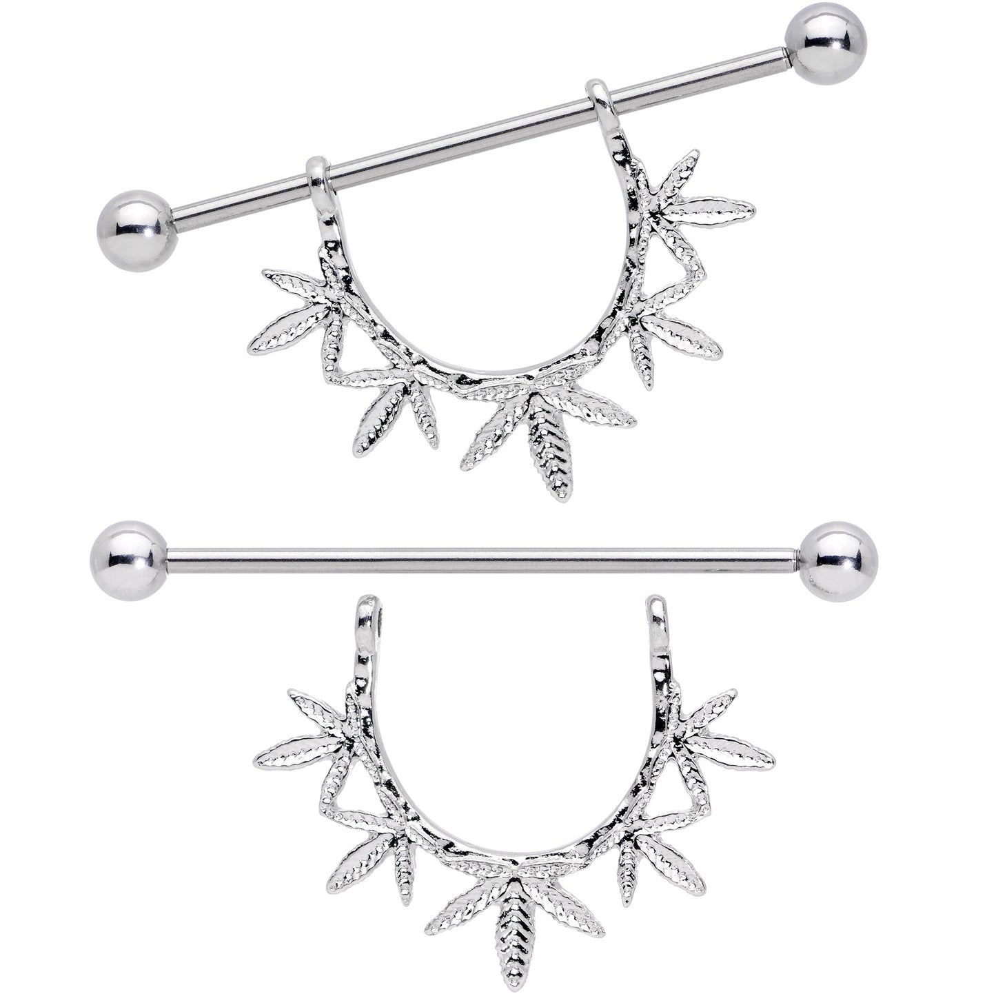 14G 5/8 Garland Pot Leaf Dangle Nipple Shield Set