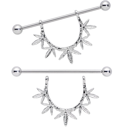 14G 5/8 Garland Pot Leaf Dangle Nipple Shield Set