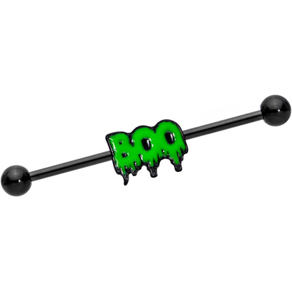 14G Black Green Spooky Boo Halloween Industrial Barbell 38mm