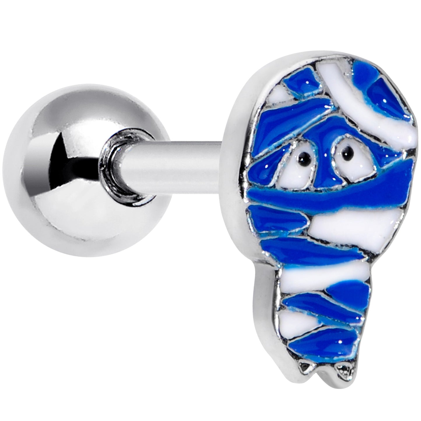 16G 1/4 Blue White Mummy Halloween Cartilage Tragus Earring