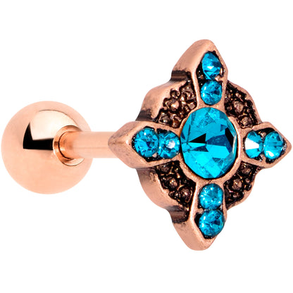 16G 1/4 Aqua Gem Rose Gold Tone Renaissance Cartilage Tragus