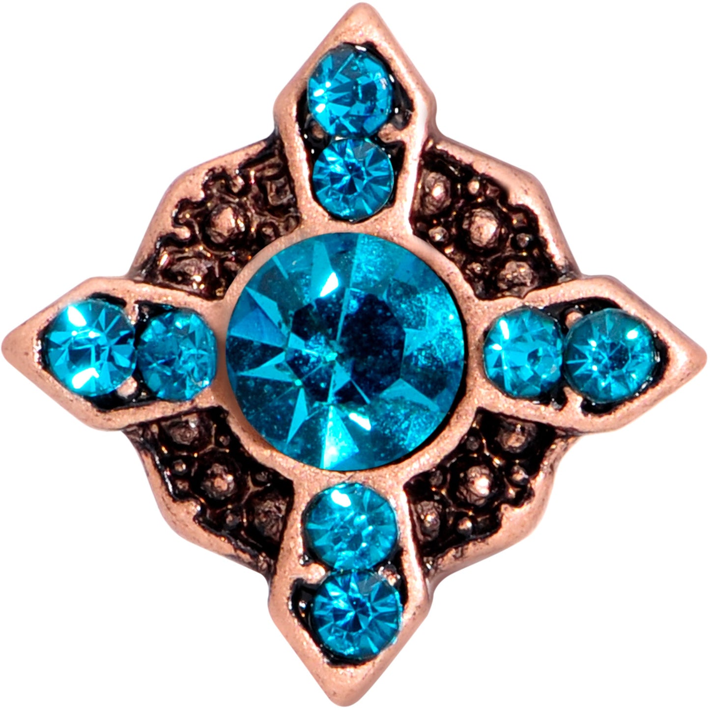 16G 1/4 Aqua Gem Rose Gold Tone Renaissance Cartilage Tragus