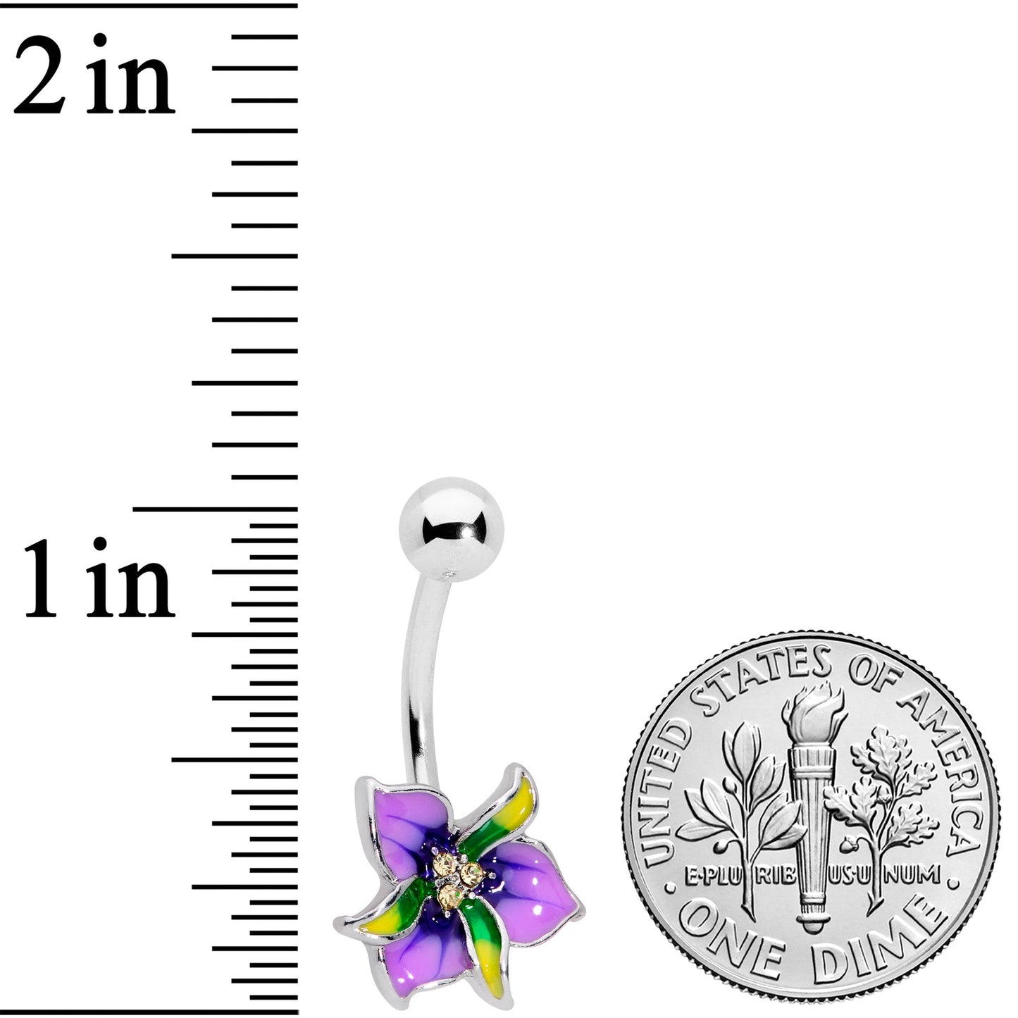 Clear Gem Purple Exotic Flower Belly Ring