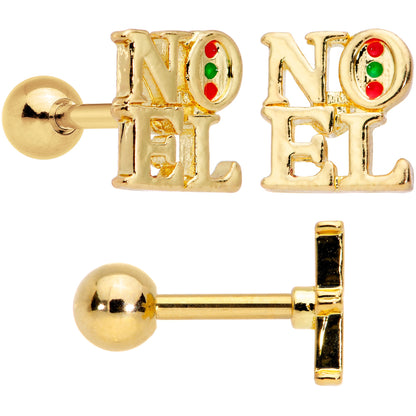 16G 1/4 Clear Red Gem Noel Christmas Cartilage Tragus Set of 3