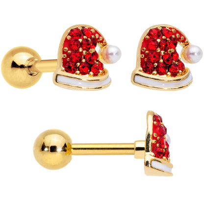 16G 1/4 Clear Red Gem Noel Christmas Cartilage Tragus Set of 3