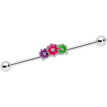 14G Clear Gem Floral Garland Industrial Barbell 38mm