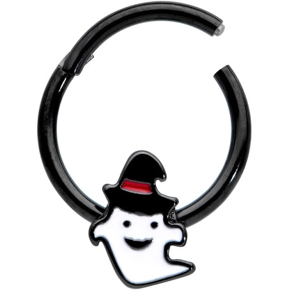 16G 3/8 Black Witchy Ghost Halloween Hinged Segment Ring