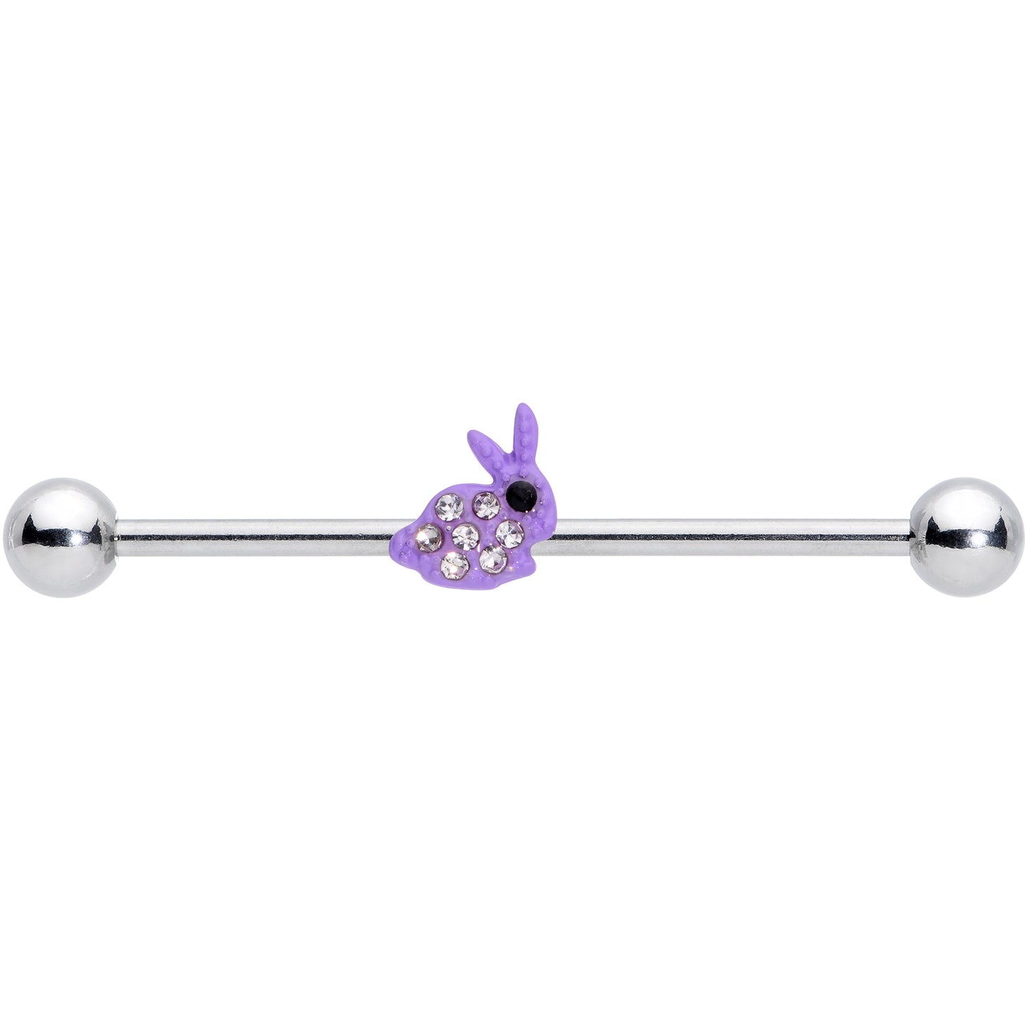 14G Clear Gem Purple Easter Bunny Industrial Barbell 38mm