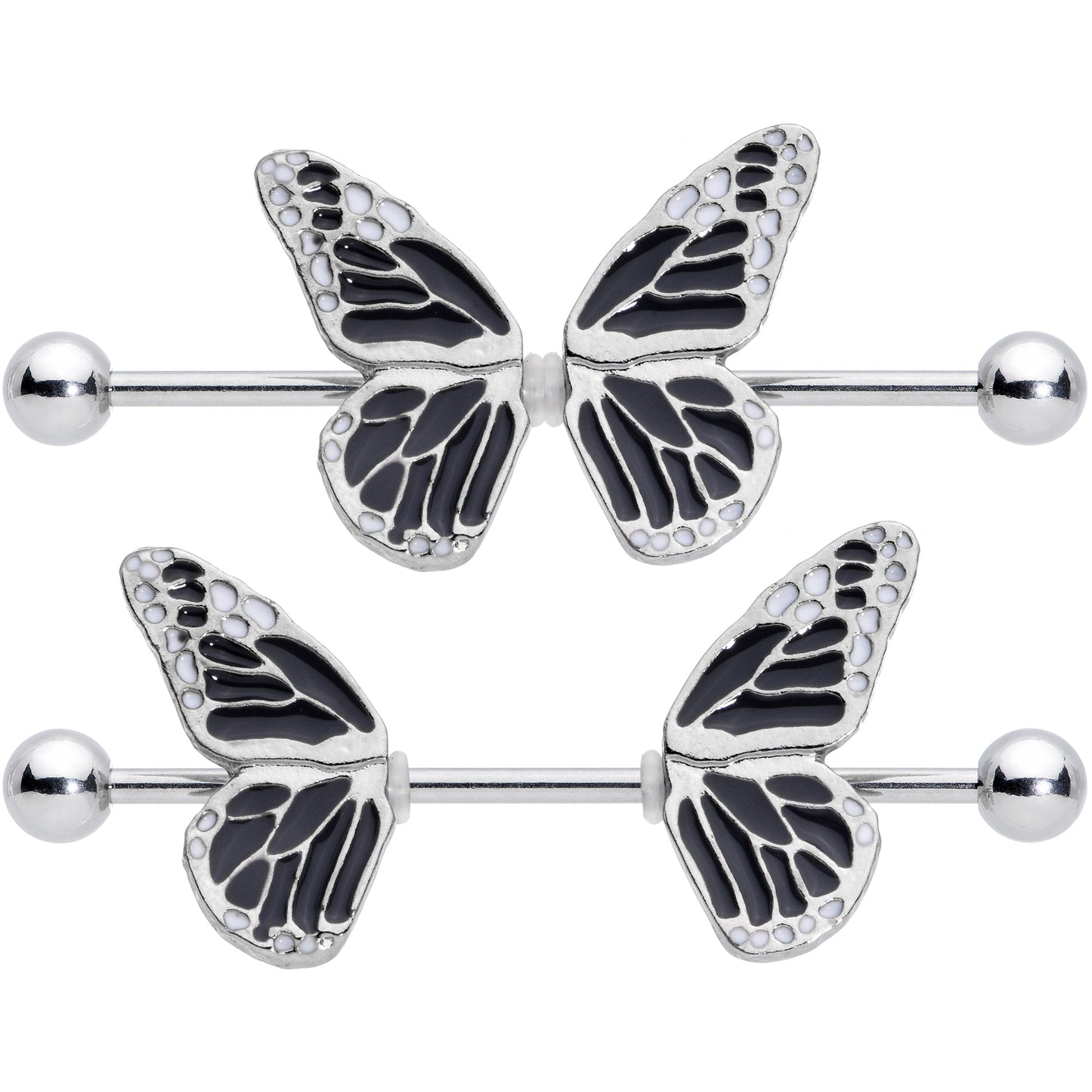 14G 7/8 Split Butterfly Barbell Nipple Ring Set