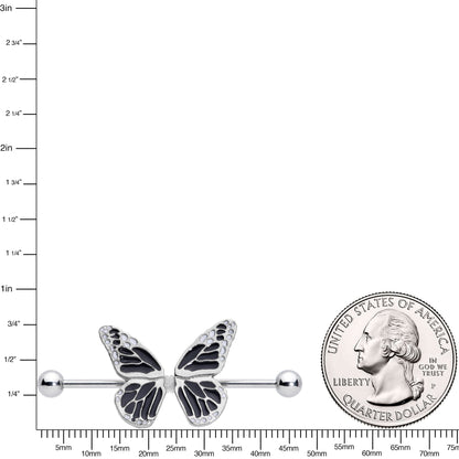 14G 7/8 Split Butterfly Barbell Nipple Ring Set