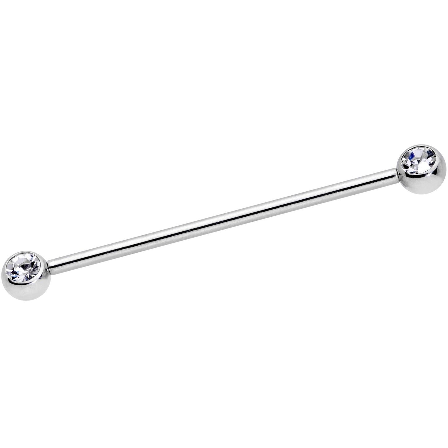 14G Clear Gem Ball Ends Industrial Barbell 35mm