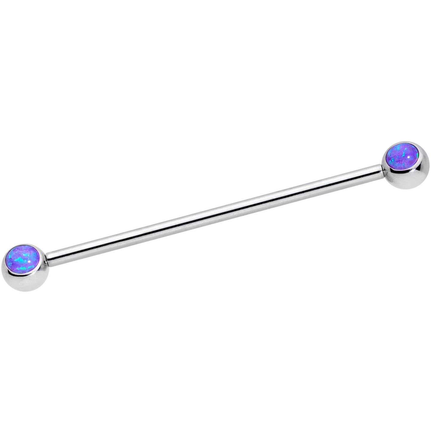 14G Purple Faux Opal Ball Ends Industrial Barbell 35mm
