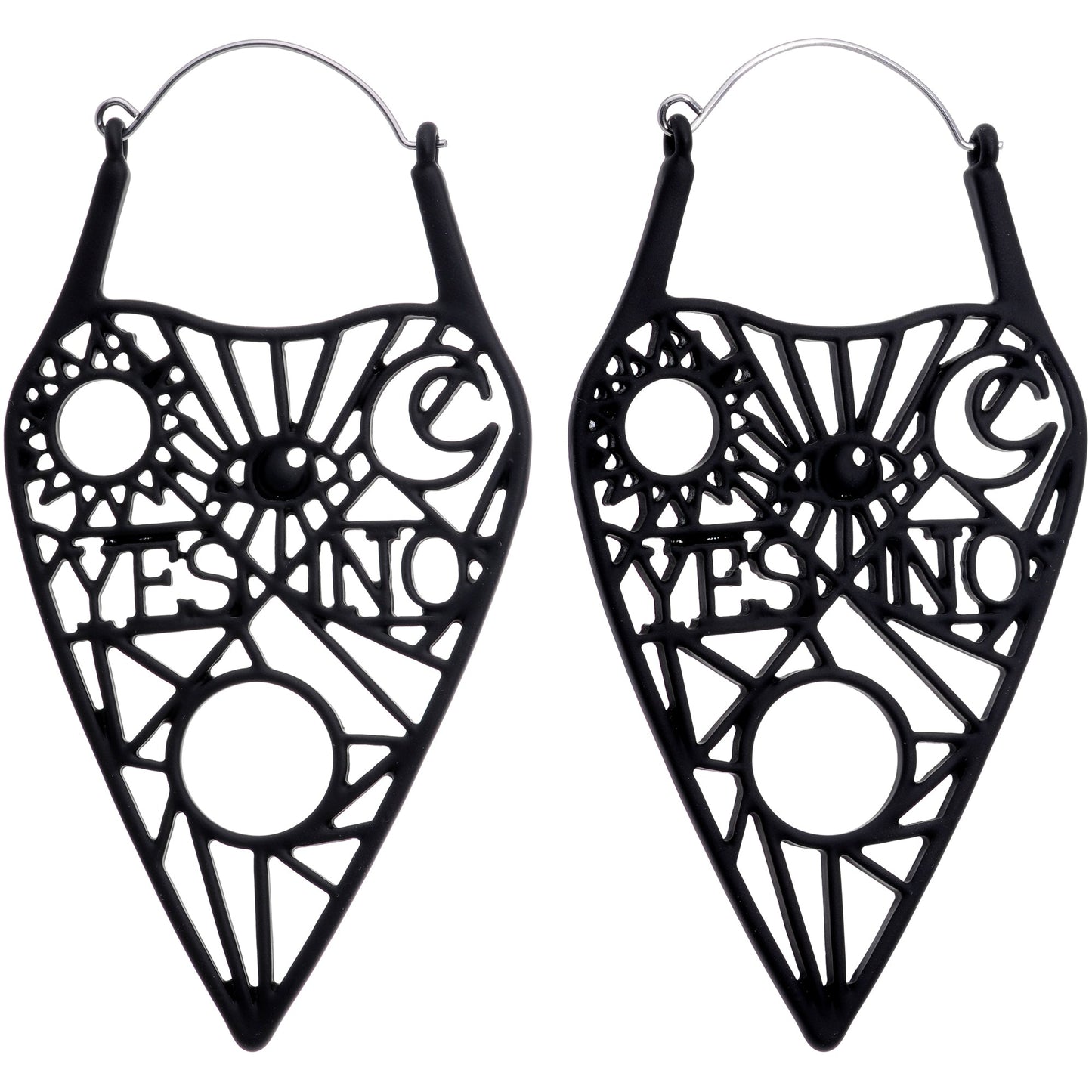 Black Gothic Mysterious Planchette Tunnel Plug Earrings