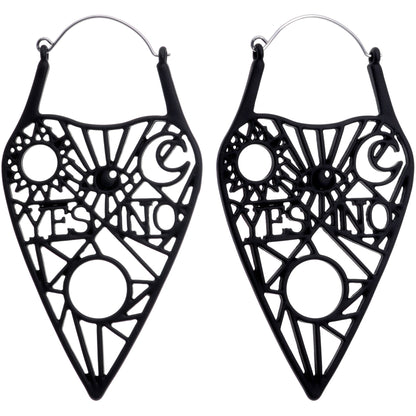 Black Gothic Mysterious Planchette Tunnel Plug Earrings