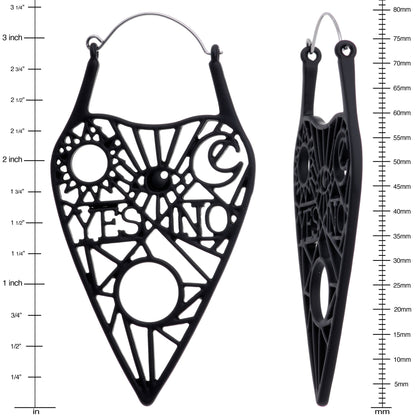 Black Gothic Mysterious Planchette Tunnel Plug Earrings