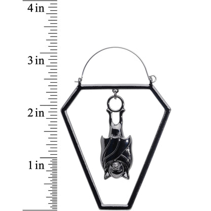 Black Bat Coffin Halloween Tunnel Plug Earrings