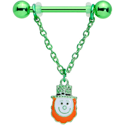 14G 9/16 Leprechaun St Patricks Day Dangle Nipple Ring Set