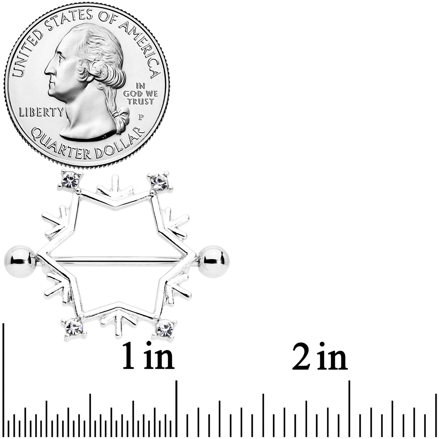 14G 3/4 Clear Gem Snowflake Christmas Nipple Shield Set