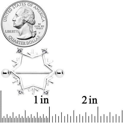 14G 3/4 Clear Gem Snowflake Christmas Nipple Shield Set
