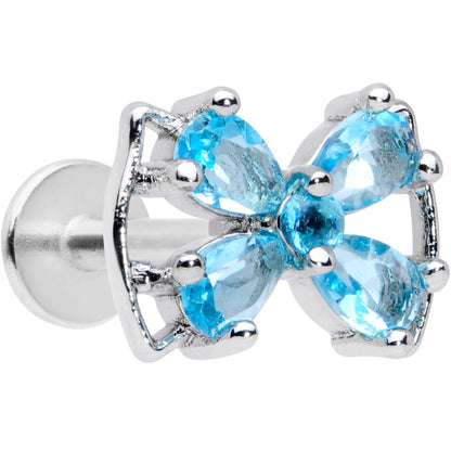 16G 5/16 Aqua CZ Gem Beauty Bow Labret Monroe Tragus