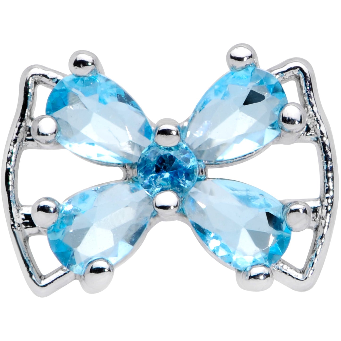 16G 5/16 Aqua CZ Gem Beauty Bow Labret Monroe Tragus